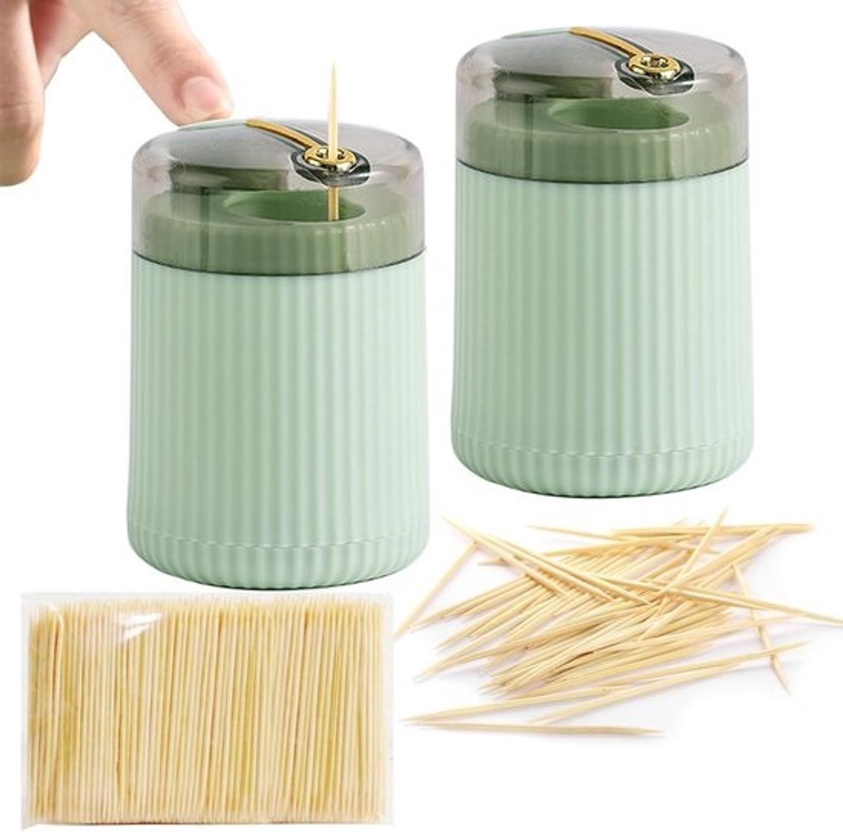 Pop-up Tandenstokerdispenser met Deksel - Set van 2 - Lichtgewicht