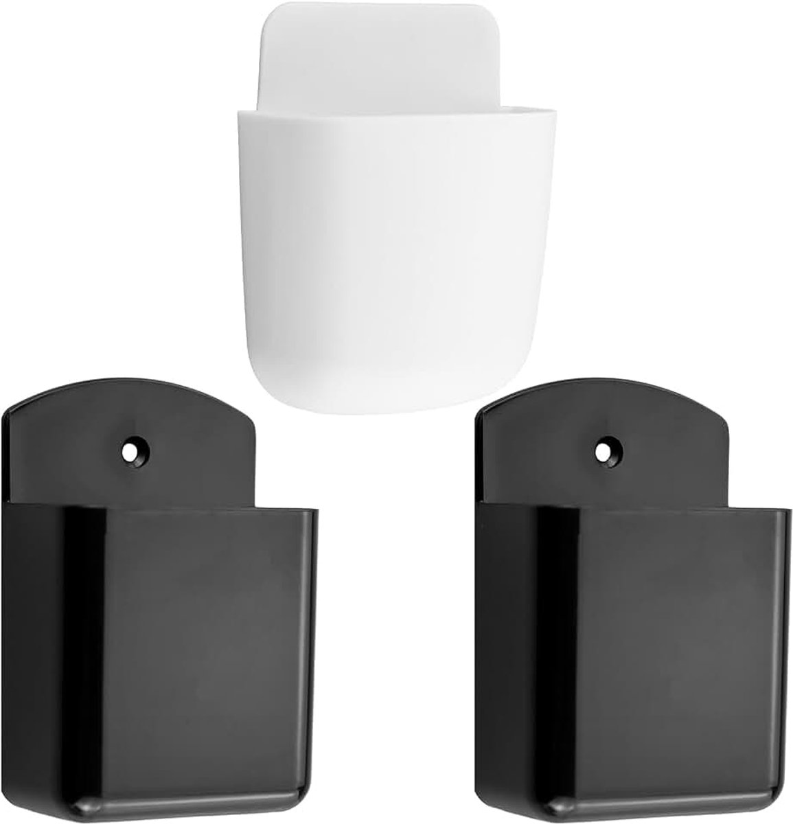3 stuks afstandsbedieninghouder, zelfklevende afstandsbedieningshouder, wandhouder, afstandsbediening, organizer, doos, zwart en wit, wandopbergdoos van kunststof voor thuis, kantoor, school