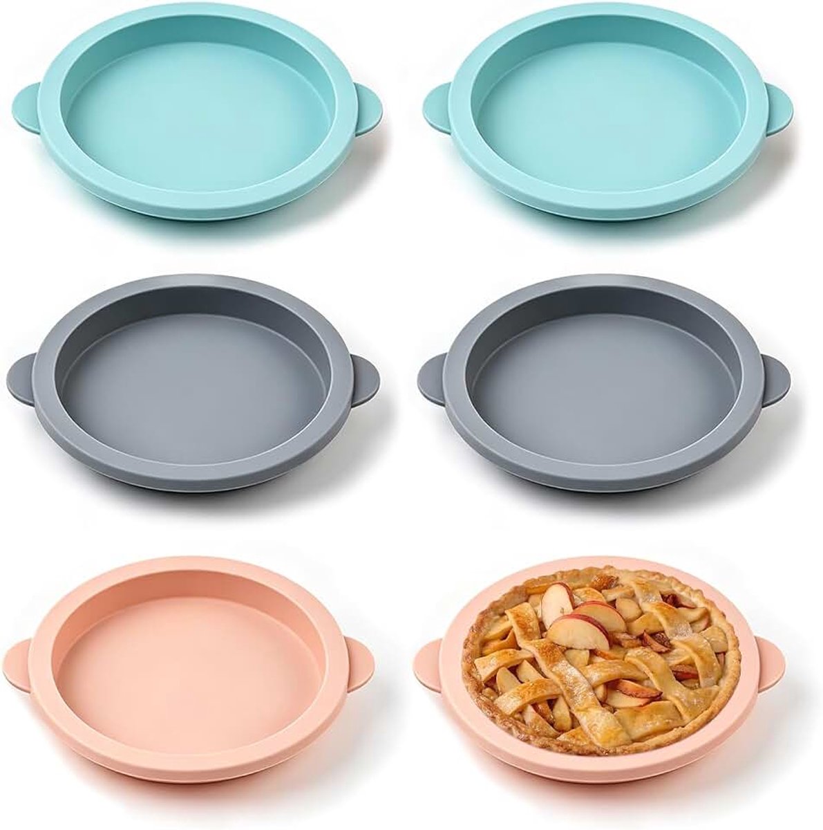 6 stuks pannenkoekvormen luchtfriteuse, herbruikbaar, 10 cm siliconen vormen voor taarten, antiaanbaklaag, eiervorm voor luchtfriteuse, voor eiersandwiches, hamburgers