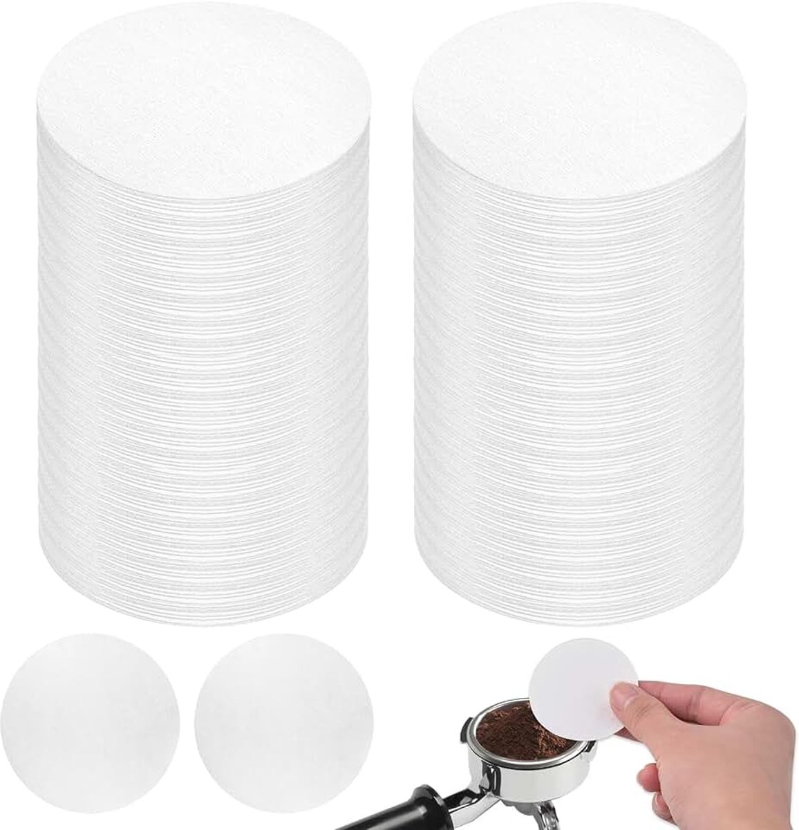 500 Stuks 58,5 mm Rond Koffiefilterpapier, Espresso Papierfilter | Ronde Vervanging Koffie Filters Papier, Filterpapier Espresso Compatibel met meeste Koffie Machine Moka Pot, voor Cafés