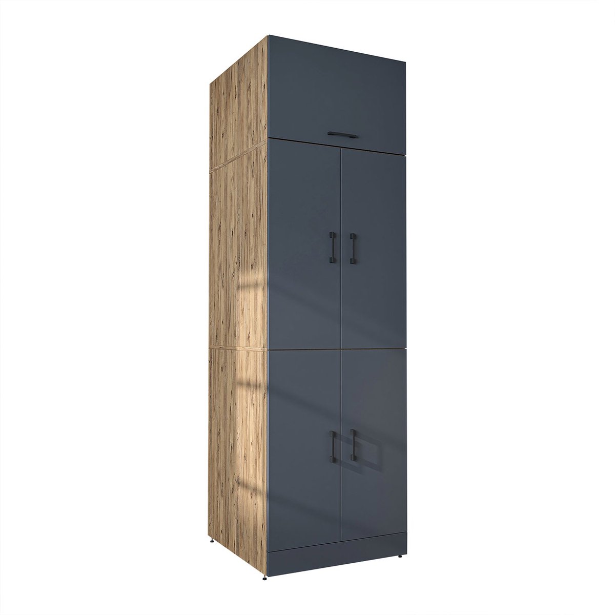 Roomart DORA-II Wasmachine Ombouwkast 70x230 cm met Opzetkast - Antraciet Eiken