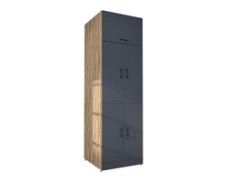 Roomart DORA-II Wasmachine Ombouwkast 70x230 cm met Opzetkast - Antraciet Eiken