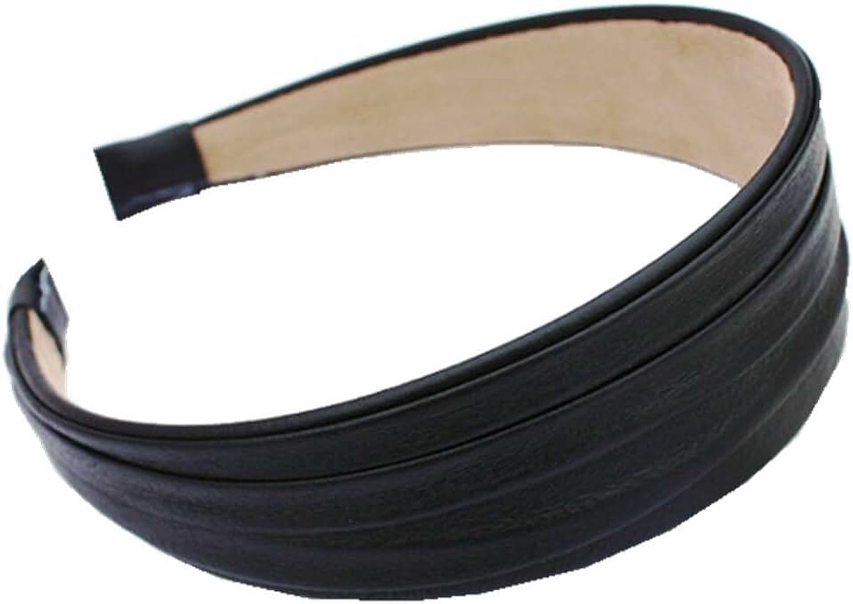 Brede met leer bedekte hoofdbanden, antislip haarbanden, glitter hoofdbanden, haarhoepel haarelastiekjes voor meisjes, fijne dikke haaraccessoires (zwart)