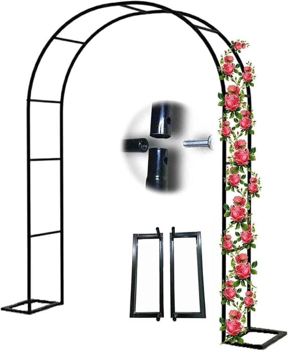 Tuinboog zware roos prieel klimplanten ondersteuning boog grote bruiloft bogen 140 cm 180 cm 240 cm 120 cm breed, zwart, B 1,4 m x H 2,3 m
