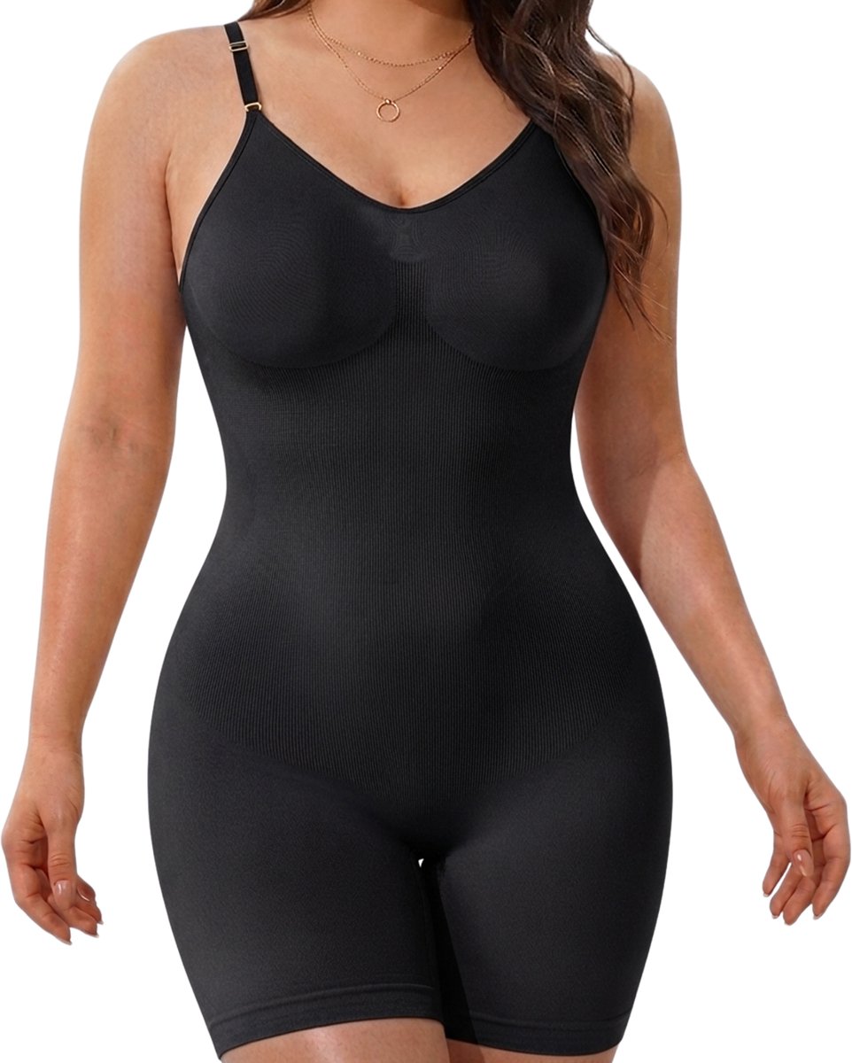 Corrigerende Body Open Rug met Pijpjes - Zwart - Maat XL - Shapetape - Bodysuit met lage rug - Naadloze Corrigerende Bodysuit - Onzichtbare Body - Open Kruis - Corrigerend Ondergoed Buik Dames - Shapewear