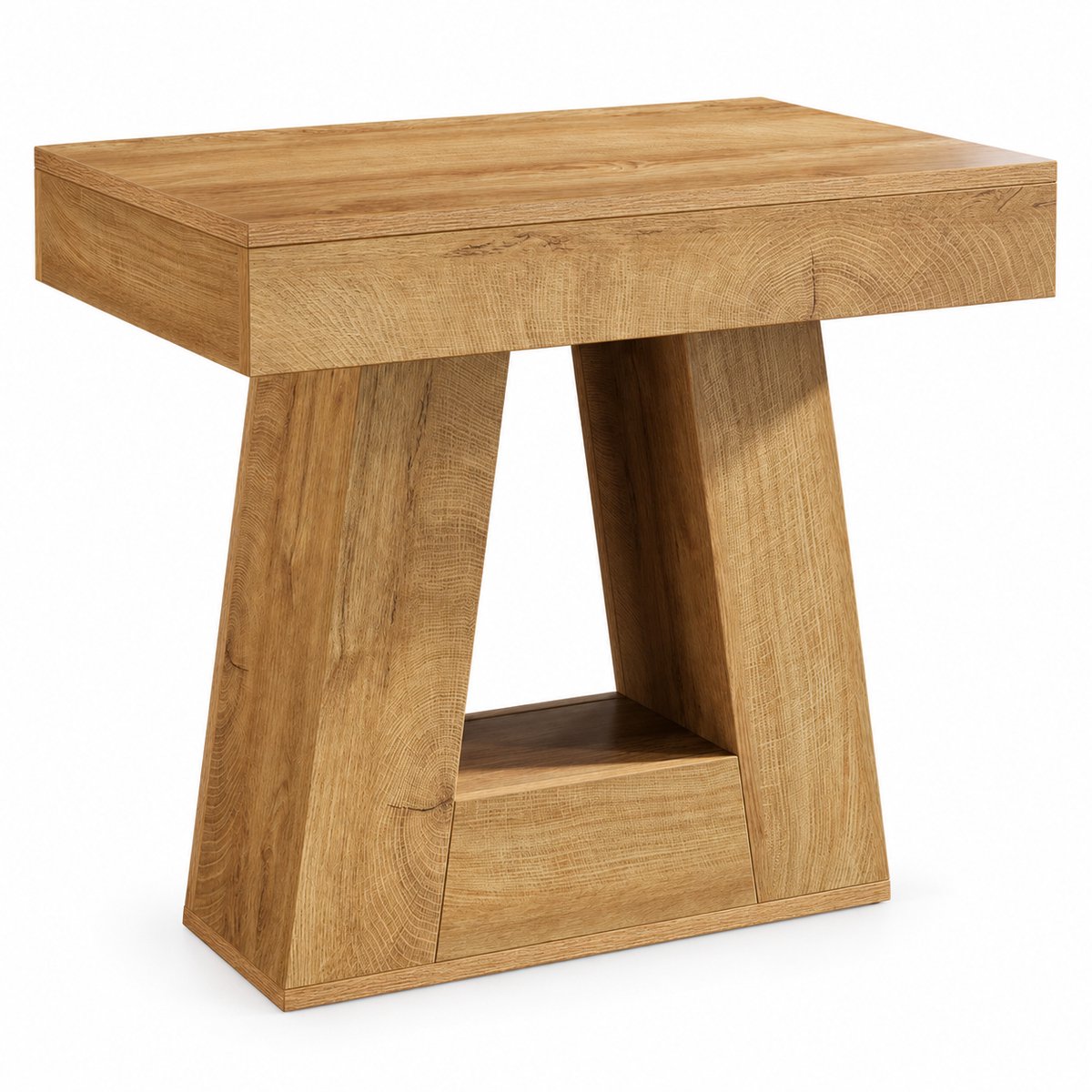 DMG Supply Bijzettafel - Trapezebasis - 2 Niveaus - 60 x 40 x 60 cm - Naturel - Spaanplaat