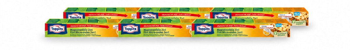 6 x Toppits – Magnetronfolie 2-in-1 – 15 m - Voordeelverpakking - 6 stuks
