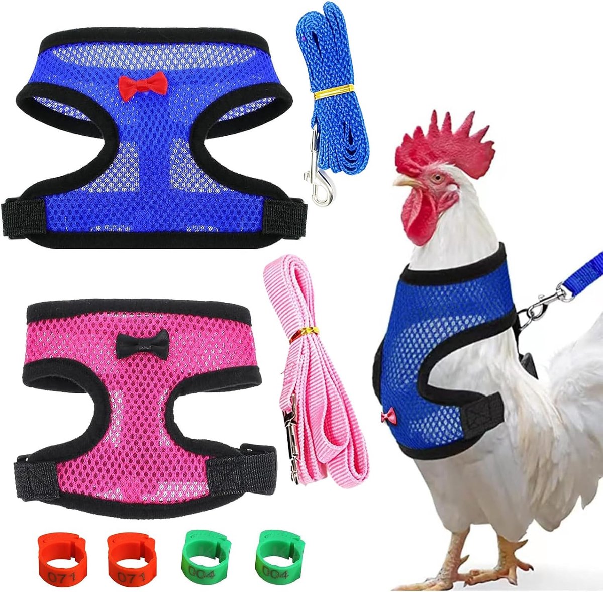 2 stuks kippenharnas, verstelbaar, met riem voor kippen, verstelbaar, met riem, comfortabel kippenvest voor gevogelte, kippen, eend