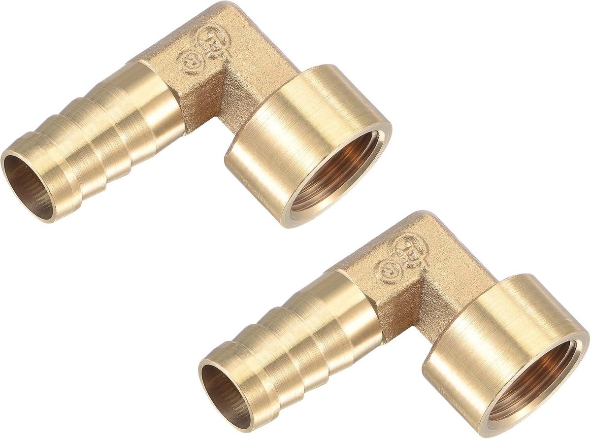 2 Pack Messing Slang Barb Fittingen - 90 Graden Bocht, 12mm Barb Connector voor Water en Brandstof