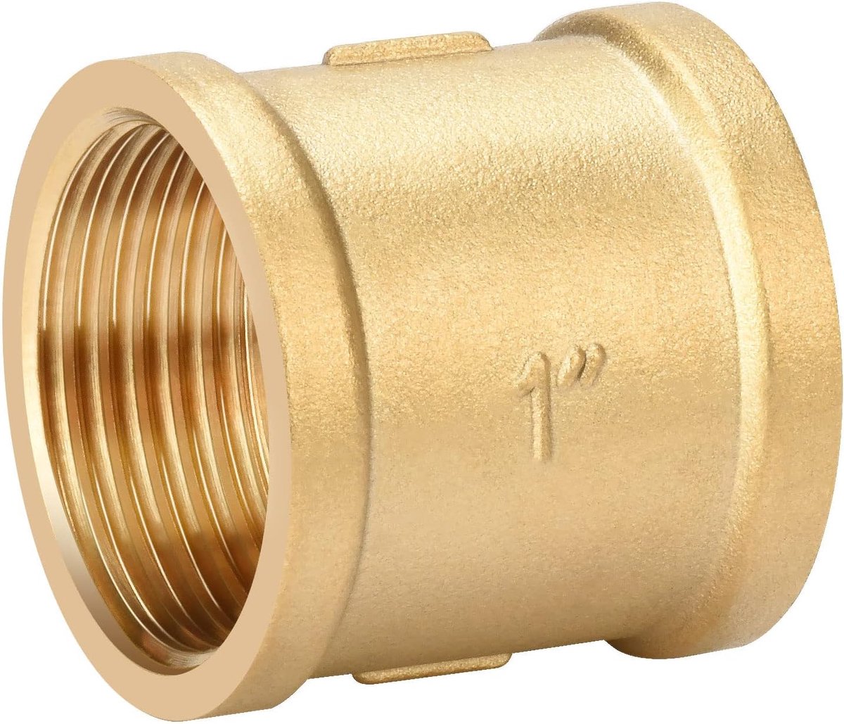 Messing huls 1 inch 1 x binnendraad connector dubbele huls binnen/buitendraad voor buisaansluiting - ShopVlot