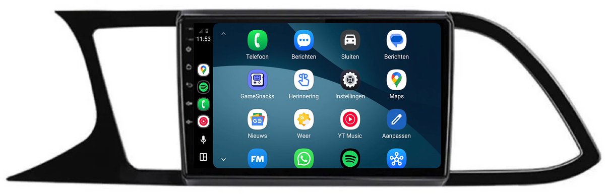 CarPlay autoradio geschikt voor Seat Leon | 2013 t/m 2020 | Cartronix CTX-7065 | 2013 2014 2015 2016 2017 2018 2019 2020 | 9 inch | Android 15 | Draadloos Apple CarPlay & Android Auto | 2GB + 32GB | Bluetooth & Wifi