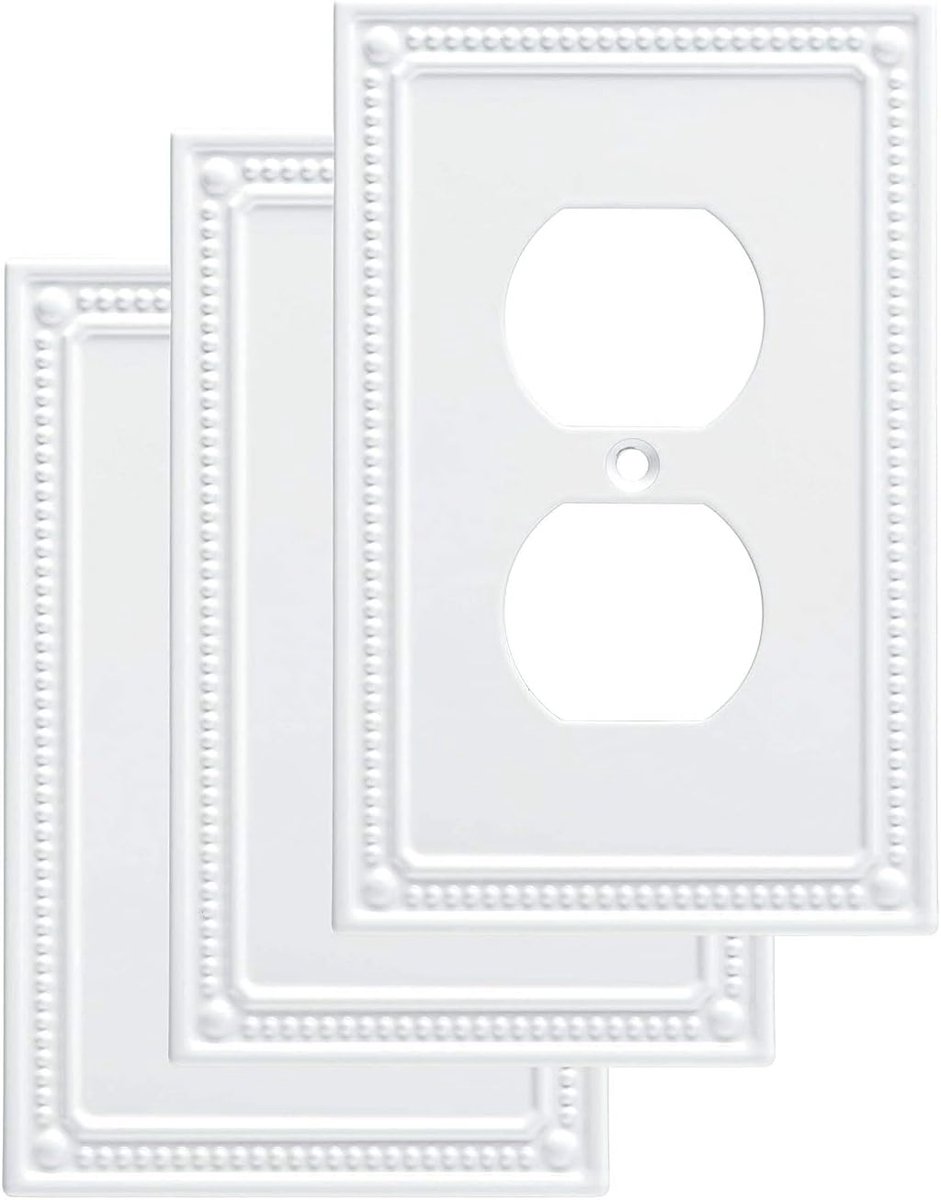 Brass W35059V-PW-C Classic Beaded Single Duplex (3 Pack), Wit