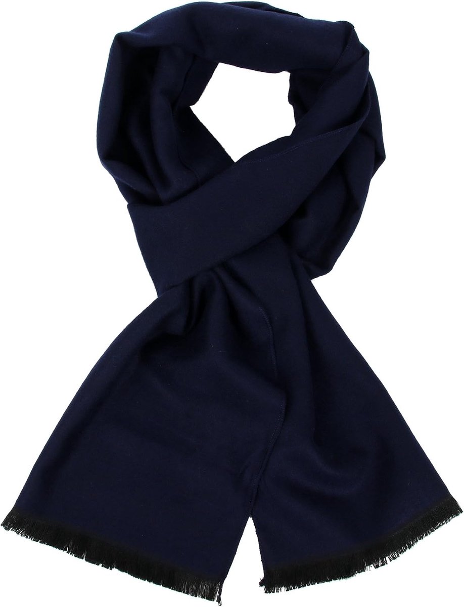 Sy soul young Lange katoenen sjaal voor mannen - warme geruite sjaals met franje en luxe geschenkdoos, Donkerblauw, one size
