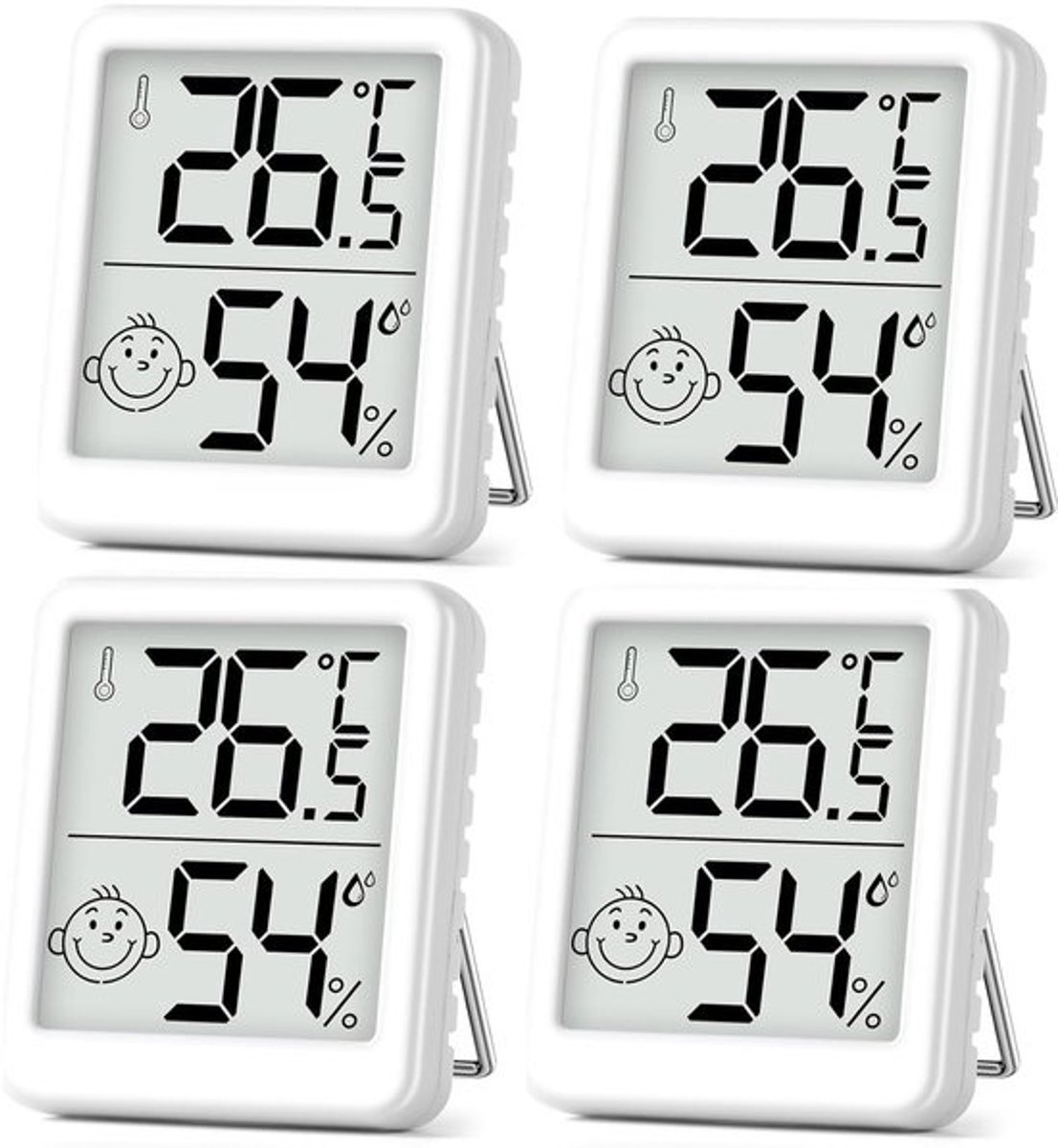 Digitale Luchtvochtigheidsmeter met Thermometer - Set van 4 - Mini LCD Display voor Binnengebruik