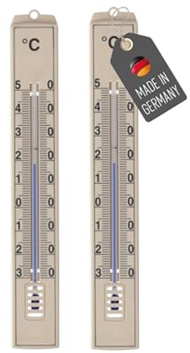 Set van 2 Tuinthermometers -30 °C tot 50 °C, Analoge Kunststof Thermometer voor Binnen en Buiten, Weerbestendig 18 cm