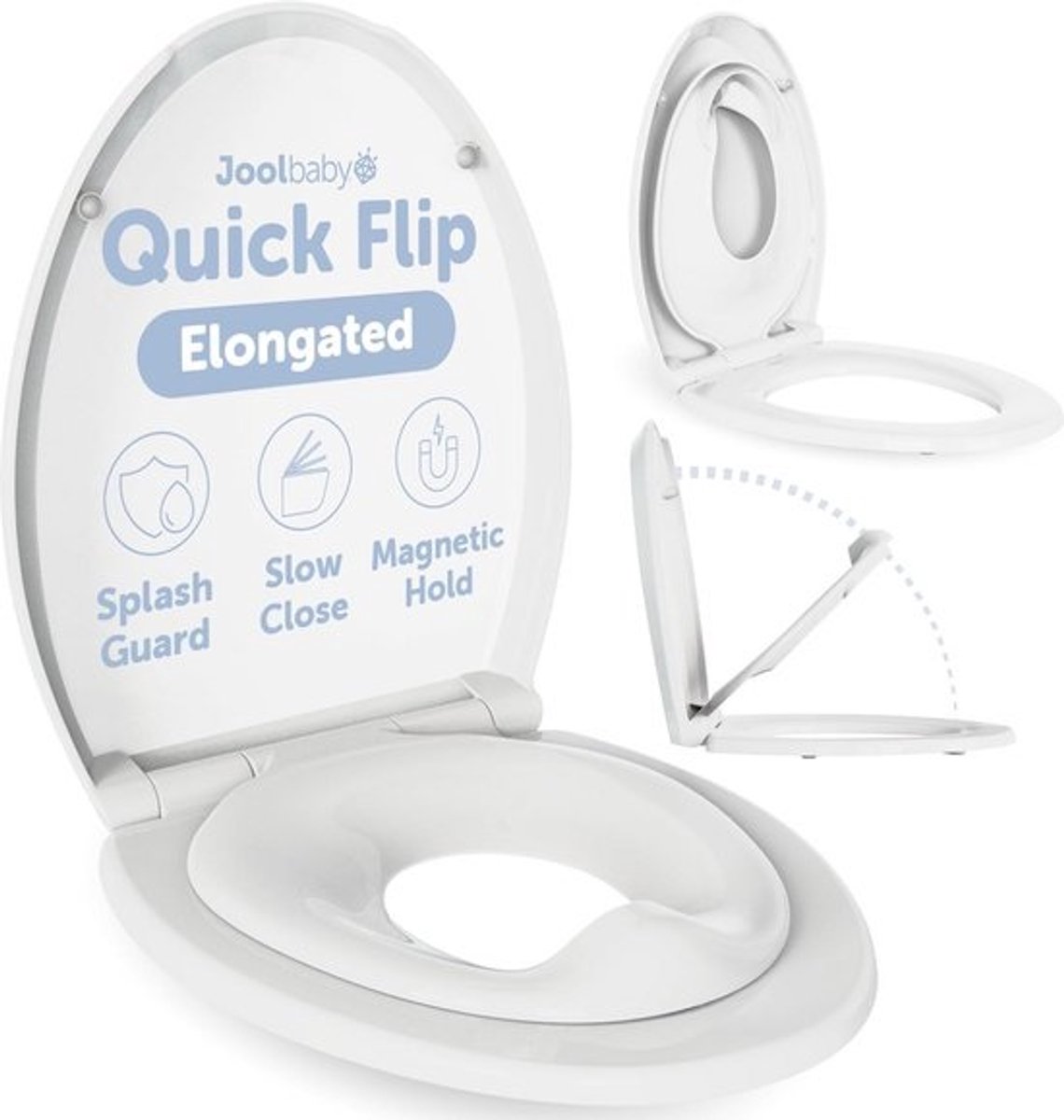 Toiletbril met potje - Peuter trainingstoilet - Zindelijkheidstraining - Ingebouwd spat- en knijpbescherming - Langwerpig model - Wit