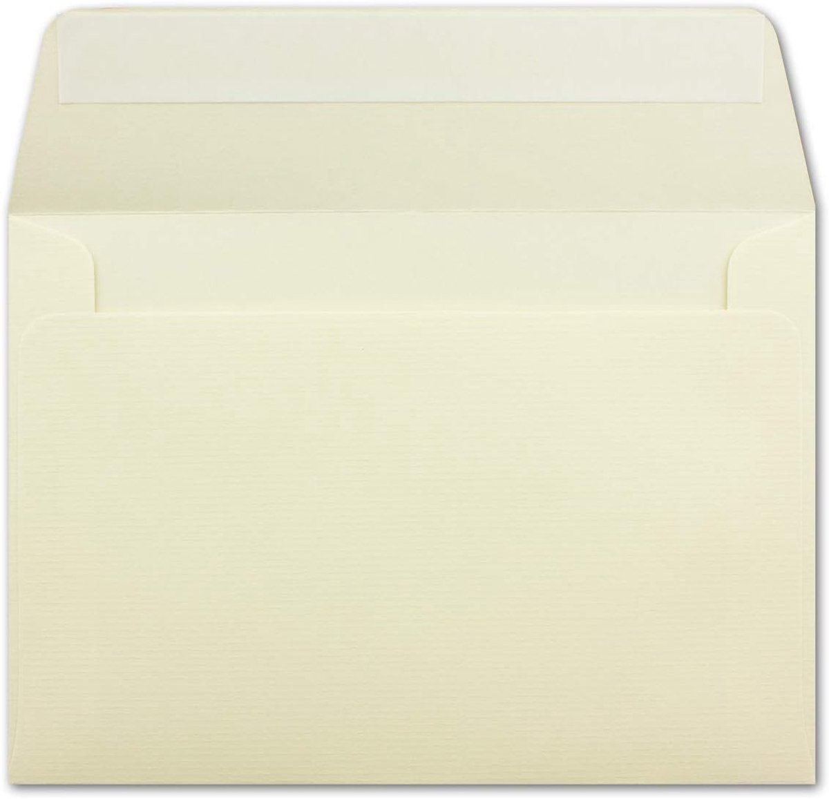 DIN C6 enveloppen geribd - Grootte: 114 x 16,20 mm - 100 g / m² - Plakband met rechte klep en strips -Premiumkwaliteit 50 Stück vanille