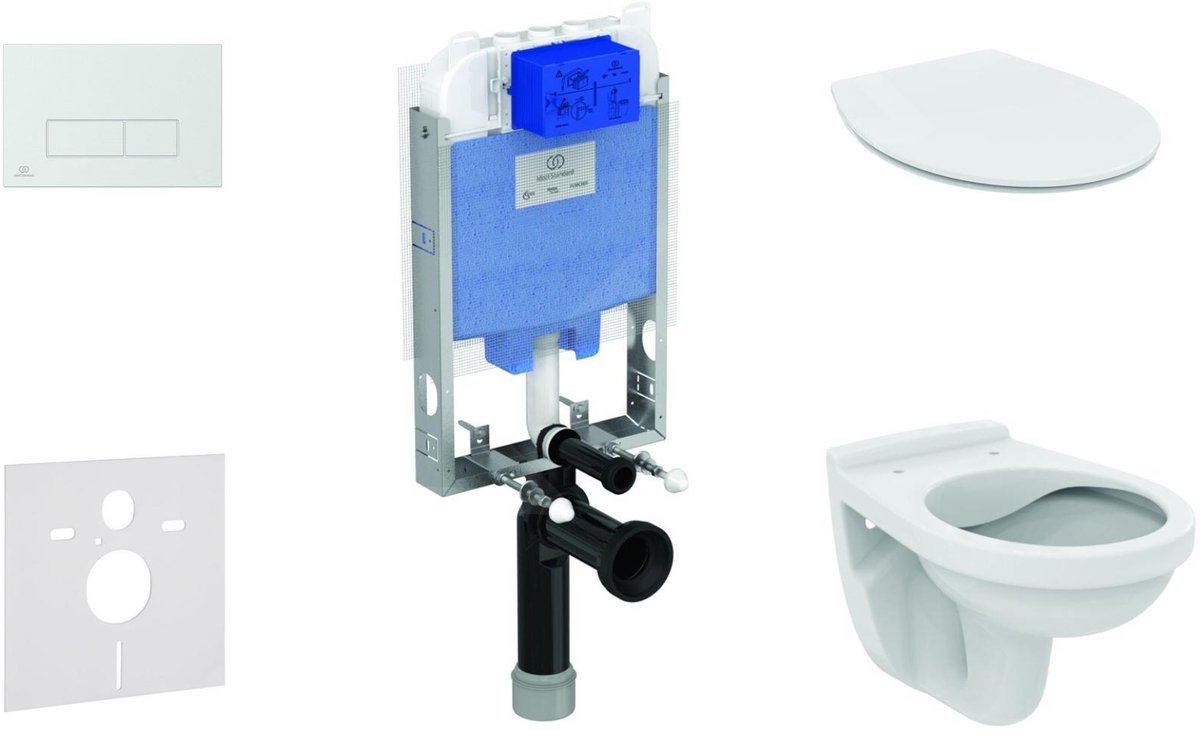 Toiletset - inbouwreservoir, closet Alpha met WC-zitting, Oleas M2 bedieningsplaat, SoftClose, mat chroom