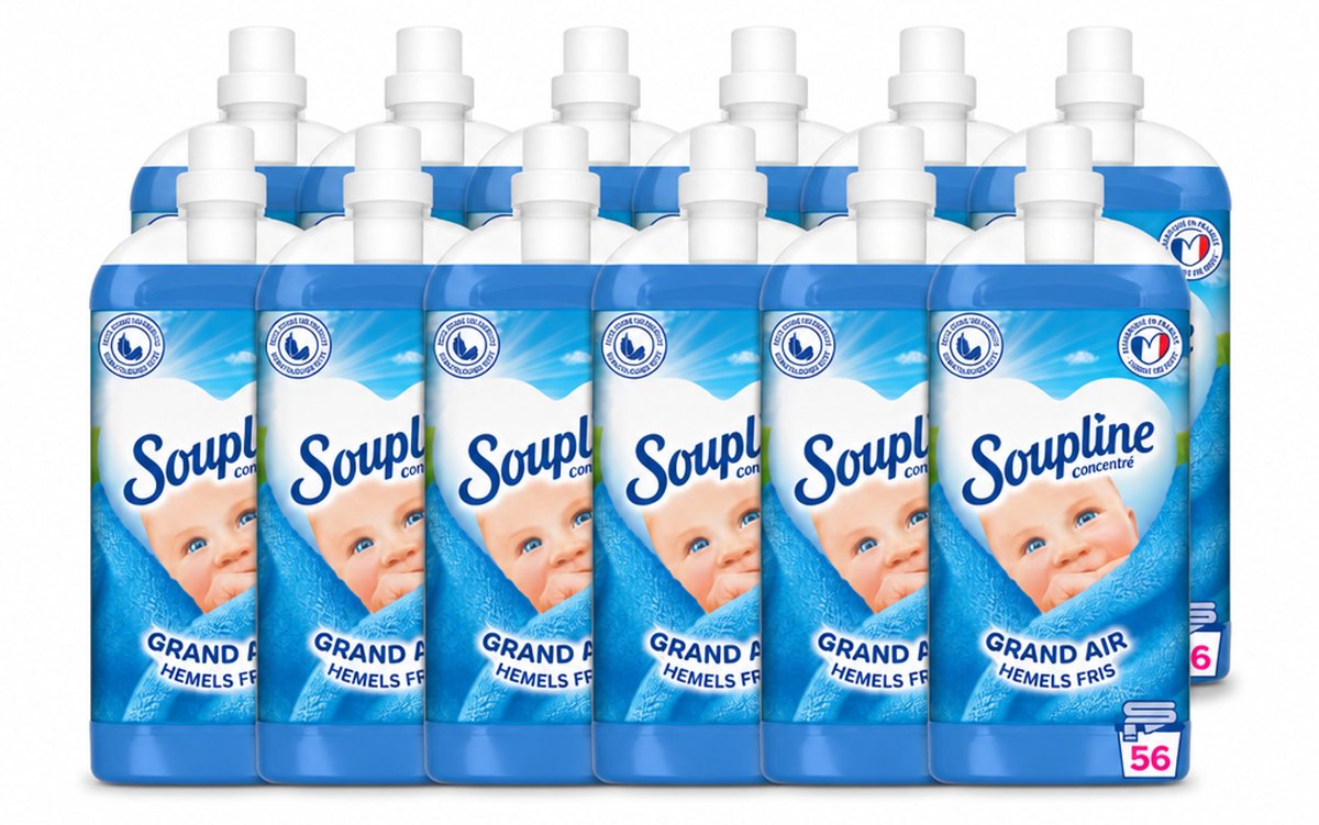 12 x Soupline - Wasverzachter - Hemels Fris - 1350 ml - Voordeelverpakking - 12 stuks