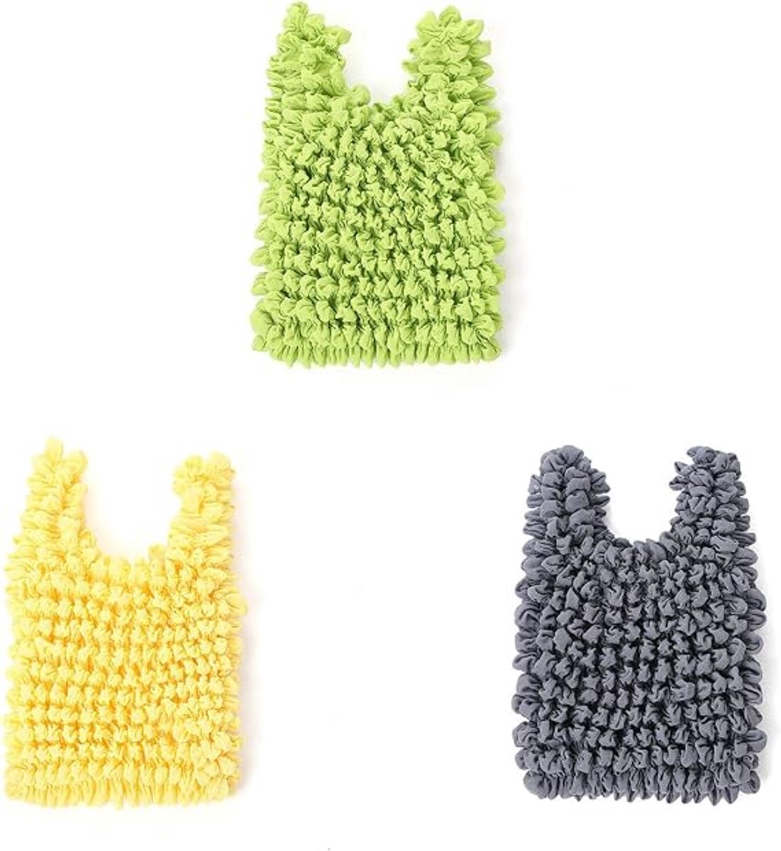 Set van 3 magische elastische plooitassen, draagbare opvouwbare plooitassen, herbruikbare boodschappentassen, geschikt voor reizen en winkelen.