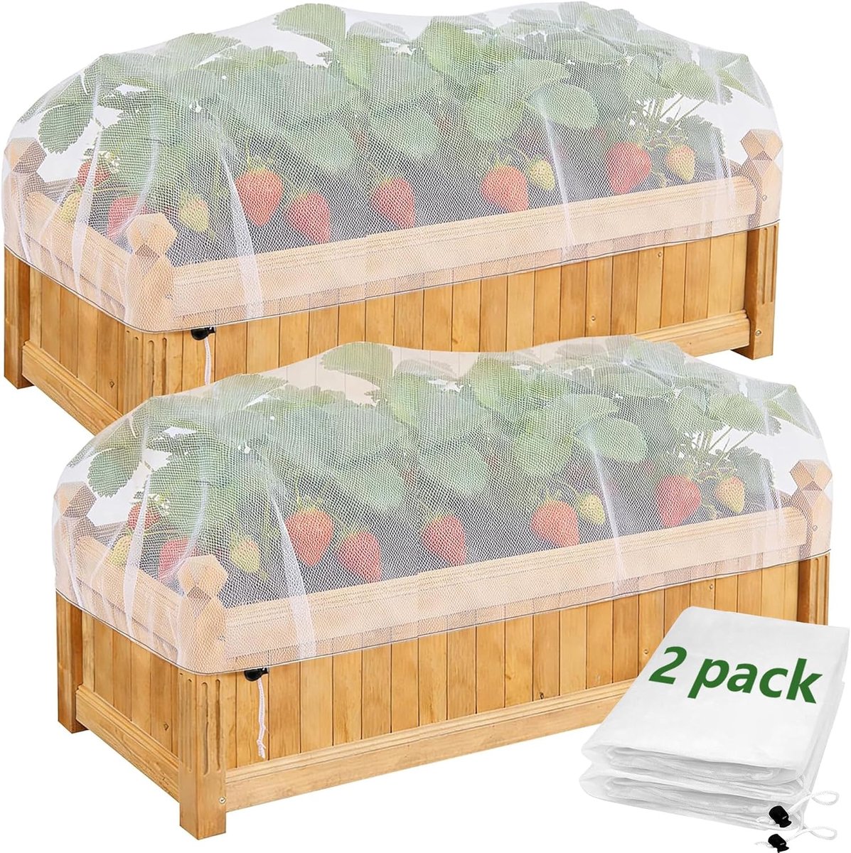 YAGXIG Set van 2 rechthoekige winterbeschermhoezen voor planten - Hoezen voor bloempotten en -bakken op het balkon - Bescherming tegen vorst en isolatie voor planten - 100 cm x 45 cm x 40 cm - Geschikt voor bloembakken