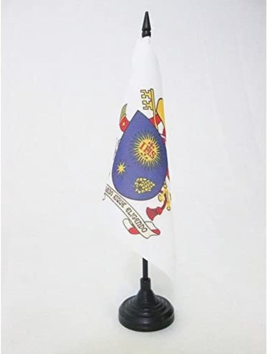 Tafelvlag Wapen van paus Franciscus 15x15 cm Plastic Voet