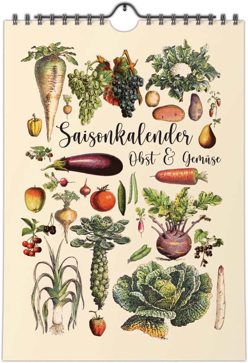 Seizoenskalender voor groenten en fruit, A4, kalender duurzaam winkelen