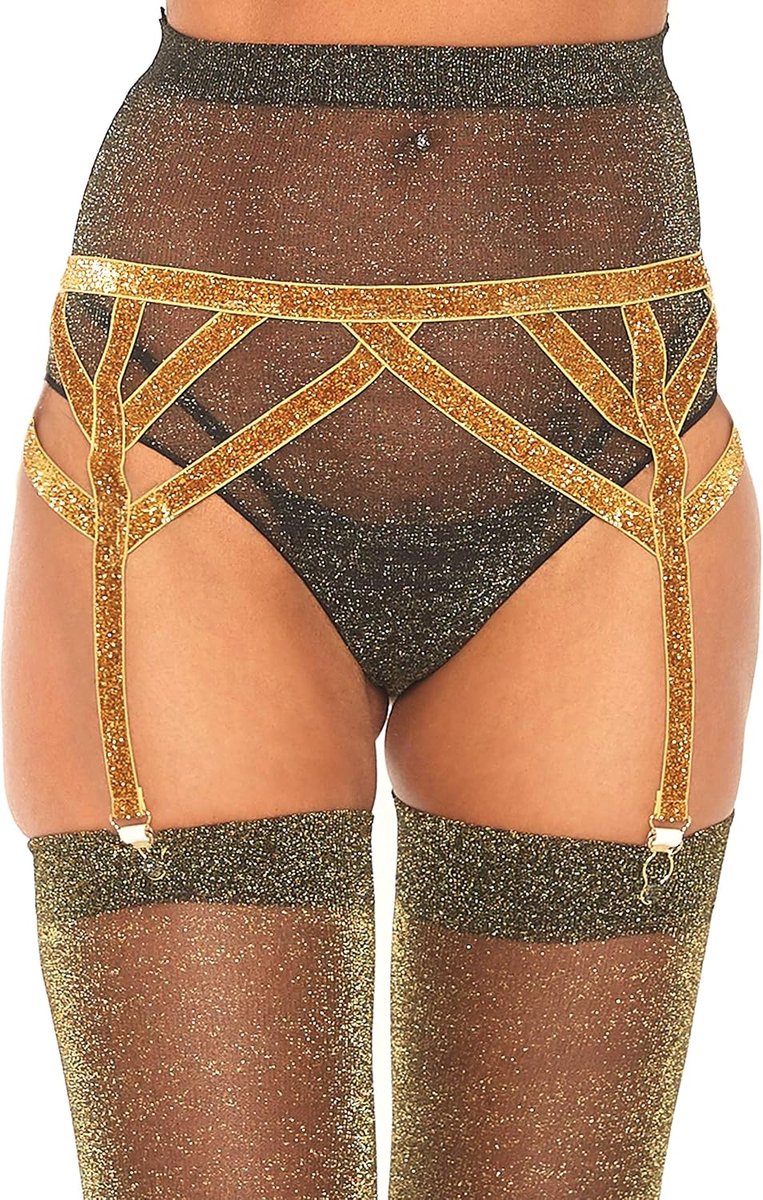 Avenue Glänzende Lurex elastischen Strumpfband, Einheitsgröße (Gold), 0.08 kg