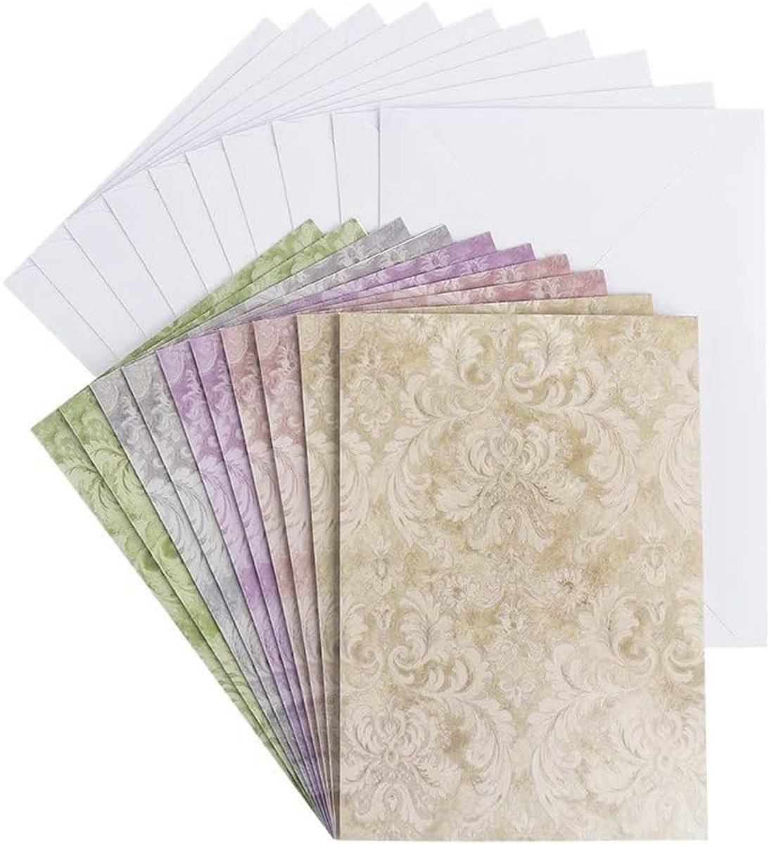 Wenskaartenset met enveloppen, 10 motiefkaarten, blanco, kleurrijk, neutraal, ideaal voor felicitaties voor verjaardag, bruiloft en nog veel meer, DIN B6 (ornament 1)