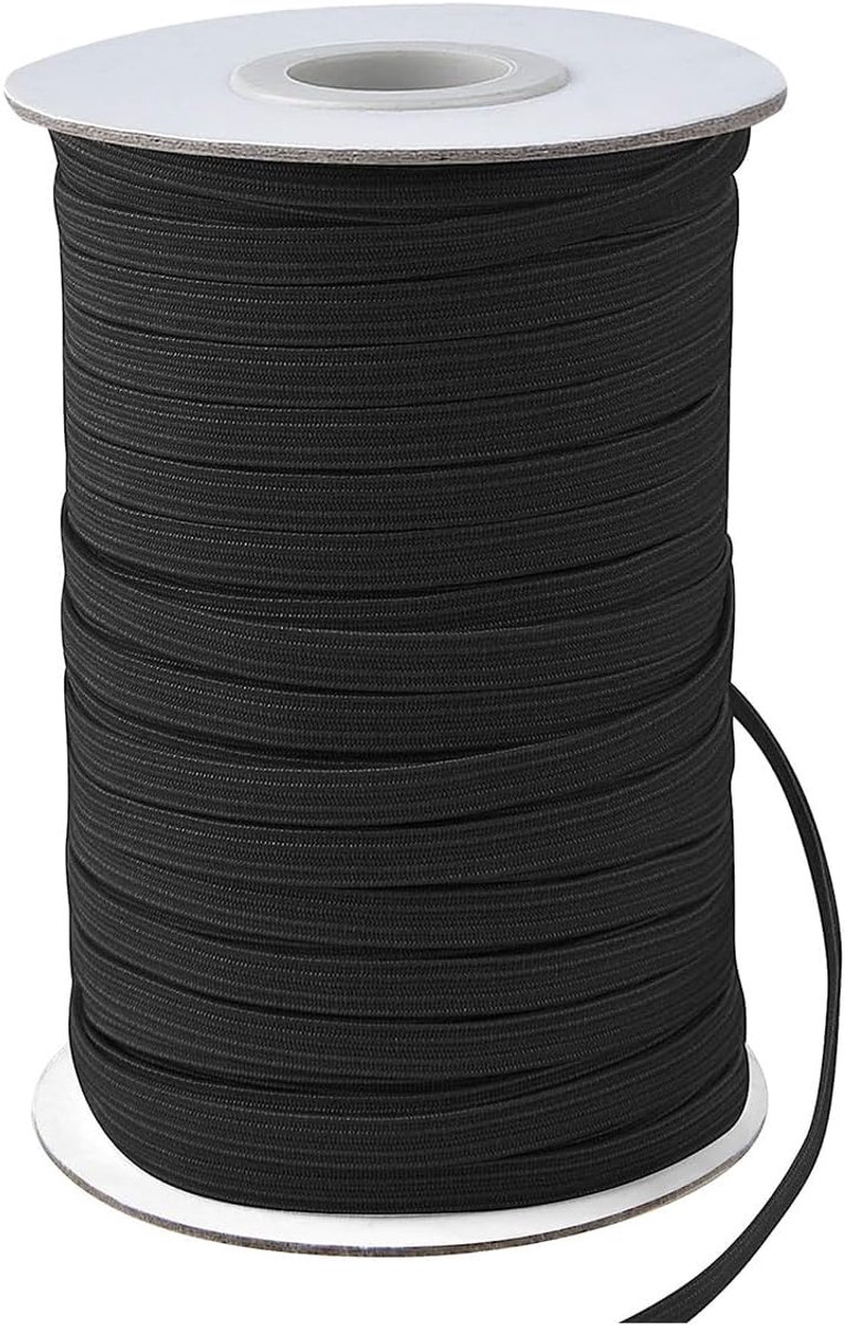 5mm elastisch band - 50 meter, gevlochten elastisch band om te naaien, elastische koord, stretchband voor naaien en huishouden, DIY handwerk, stoffen om te naaien, elastisch band, zwart