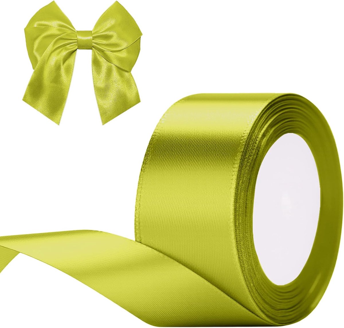 Grasgroen satijnen lint 50 mm, breed decoratief cadeaulint, 22 m lint om te knutselen, grasgroen, satijnen decoratief lint voor geschenkverpakking, decoratie