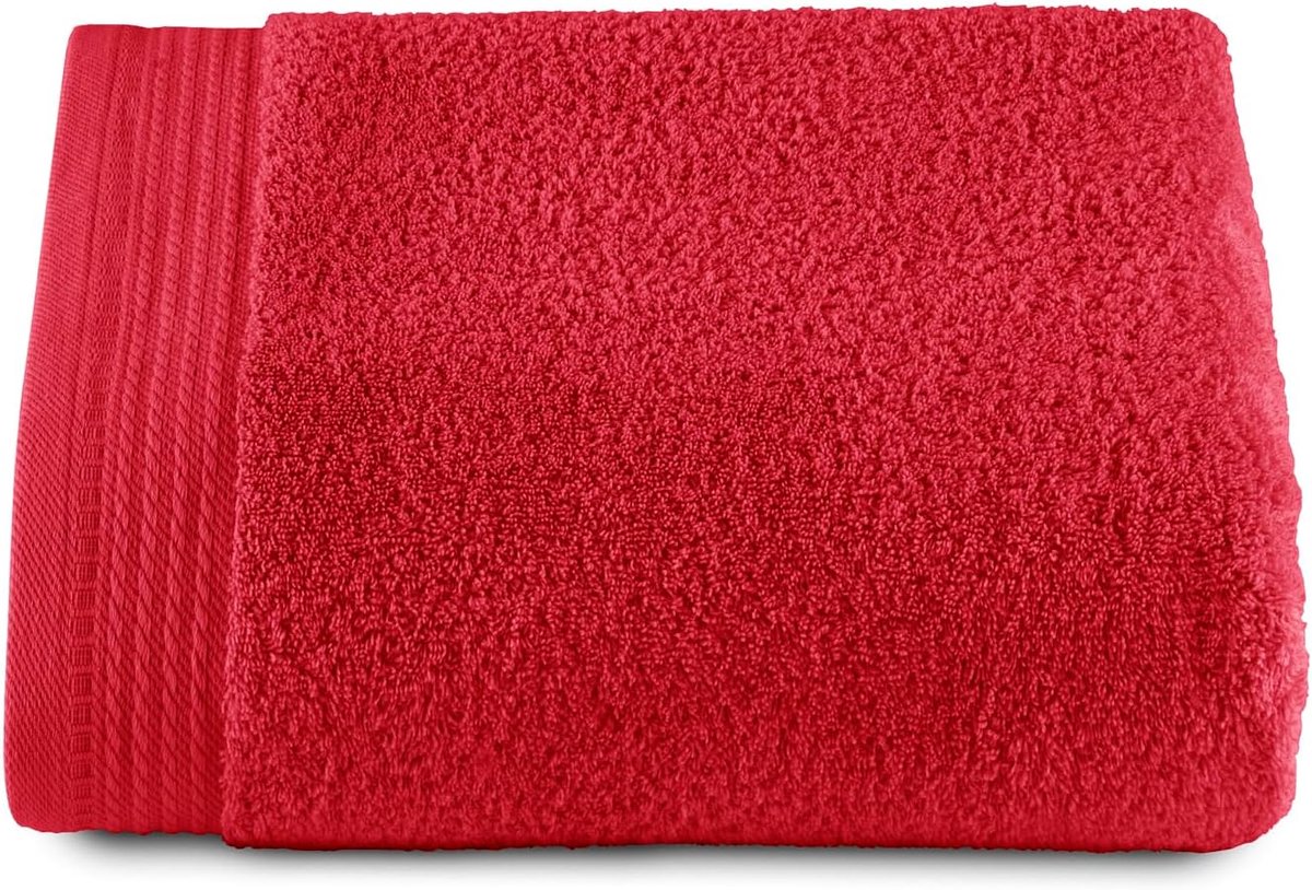 Towel - 1 douchehanddoek, grote douchehanddoek, badhanddoek, 100% gekamd katoen, 600 g/m², 100 x 150 cm, rood