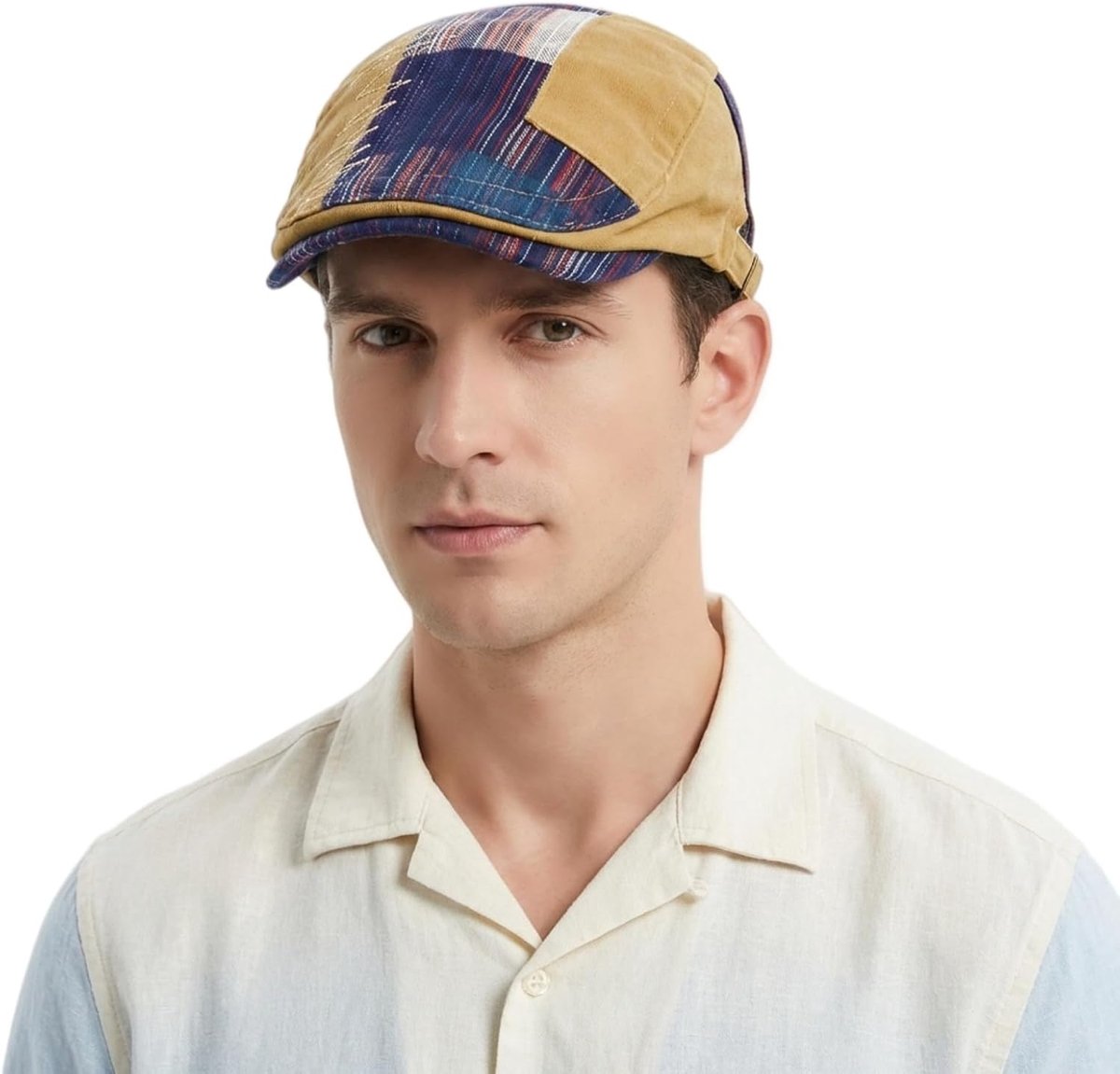 Platte pet voor heren, barret cap, pet met klep, patchwork, basketbalpet, Gatsby Newsboy, pet, golfpet