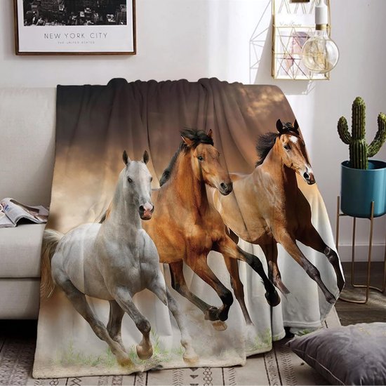 Knuffeldeken voor kinderen, flanellen deken, kinderdeken, 3D-print, microvezel, pluizige pluche deken, woondeken, fleece, sprei, deken, fleecedeken, tv-deken voor bed, bank (Horse 02, 150 x Knuffeldeken voor kinderen, flanellen deken, kinderdeken, 3D-print, microvezel, pluizige pluche deken, woondeken, fleece, sprei, deken, fleecedeken, tv-deken voor bed, bank (Horse 02, 150 x