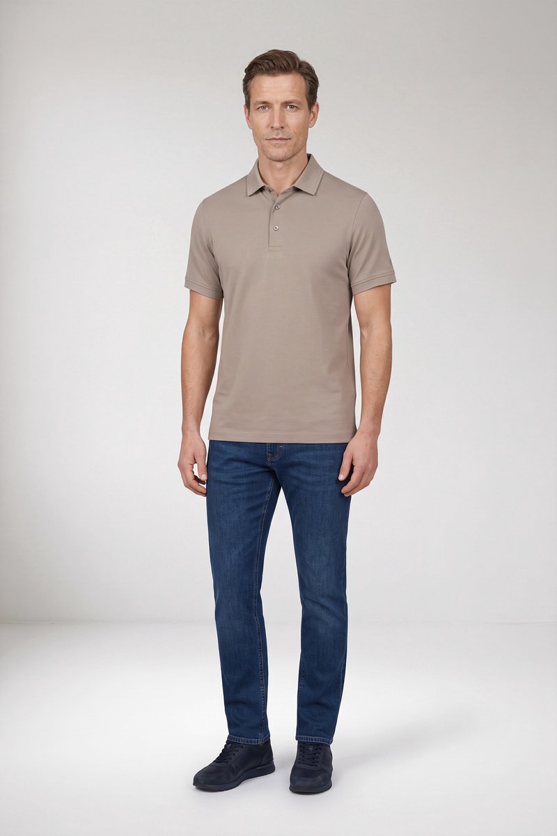 Baileys Polo Solid Collor Cotton Blend Greige / male