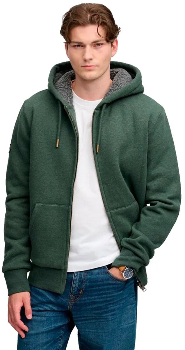 Superdry Borg gevoerde hoodie met rits Heren Hoodies Groen