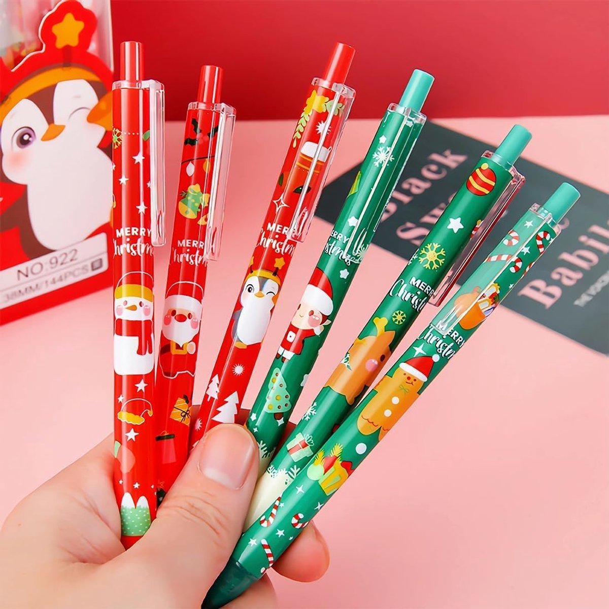 Balpennen, kerststiften, kerstcadeaus, cadeautjes, 0,5 mm, kerstbalpen, school, kerstcadeauset voor studenten, kinderen, collega's