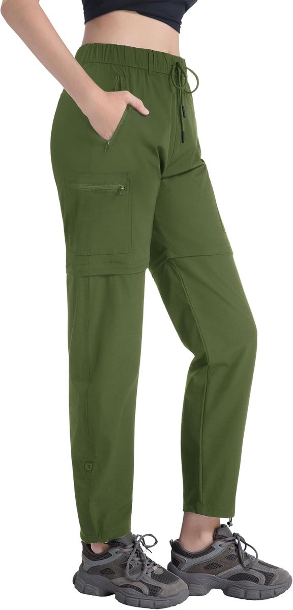 Wandelbroek voor dames, trekkingbroek, ademend, sneldrogend, afneembare functionele broek met 5 zakken met ritssluiting, lichte stretch, zomerwandelbroek
