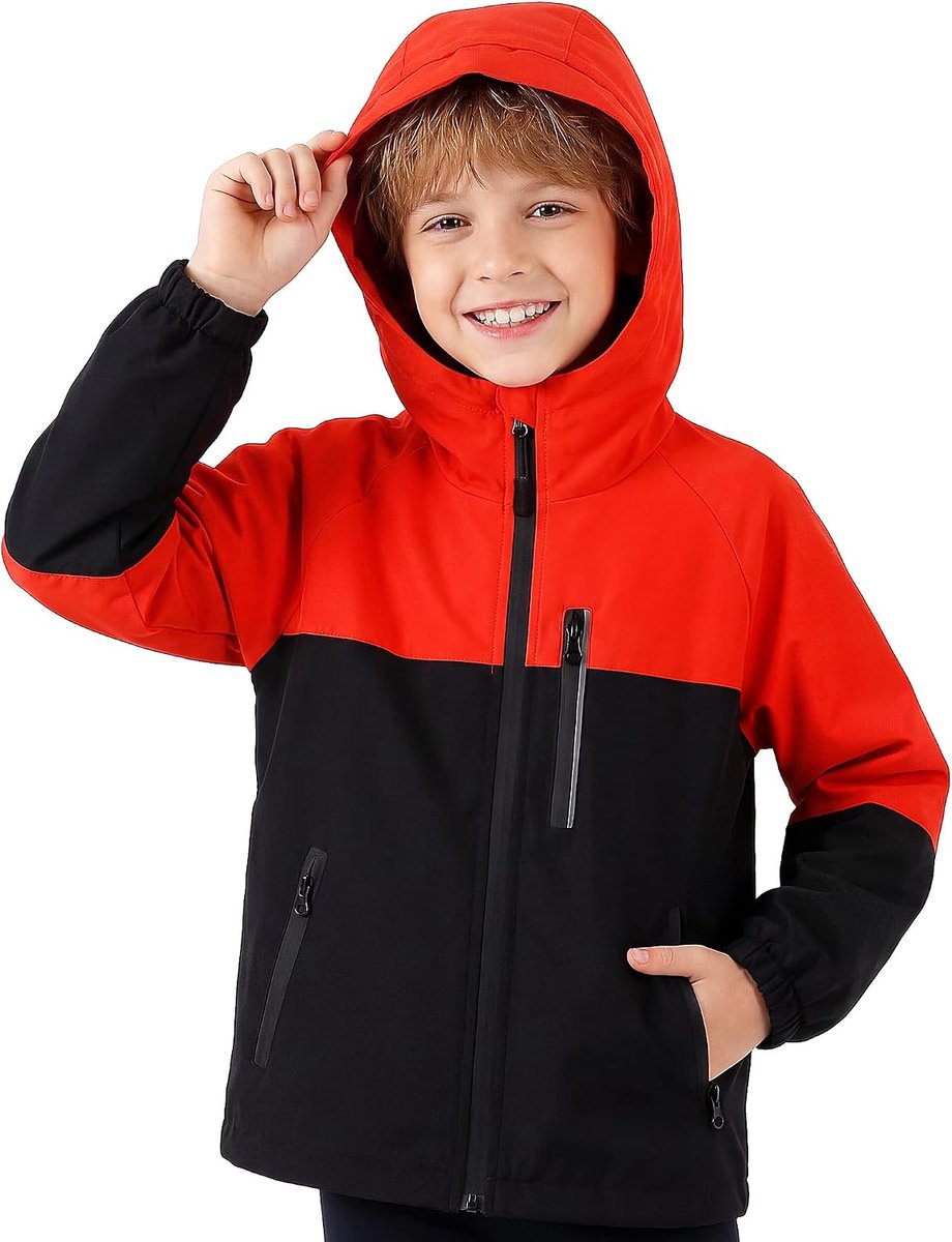 Waterdicht Winddicht Regenjas met Reflecterende Strepen en Capuchon Lichtgewicht Windbreaker Meisjes Functionele Bovenkleding School Kamperen voor Leeftijd 5-13