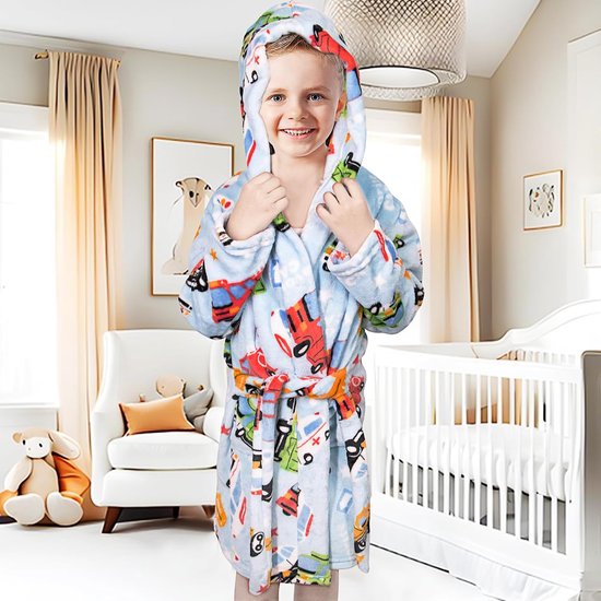 Badjas voor kinderen meisjes jongens fleece kinderbadjas met capuchon, flanel fluffy kamerjas super zacht gezellig cartoon lange kamerjas warme pyjama maat 92-128 — afbeelding 3