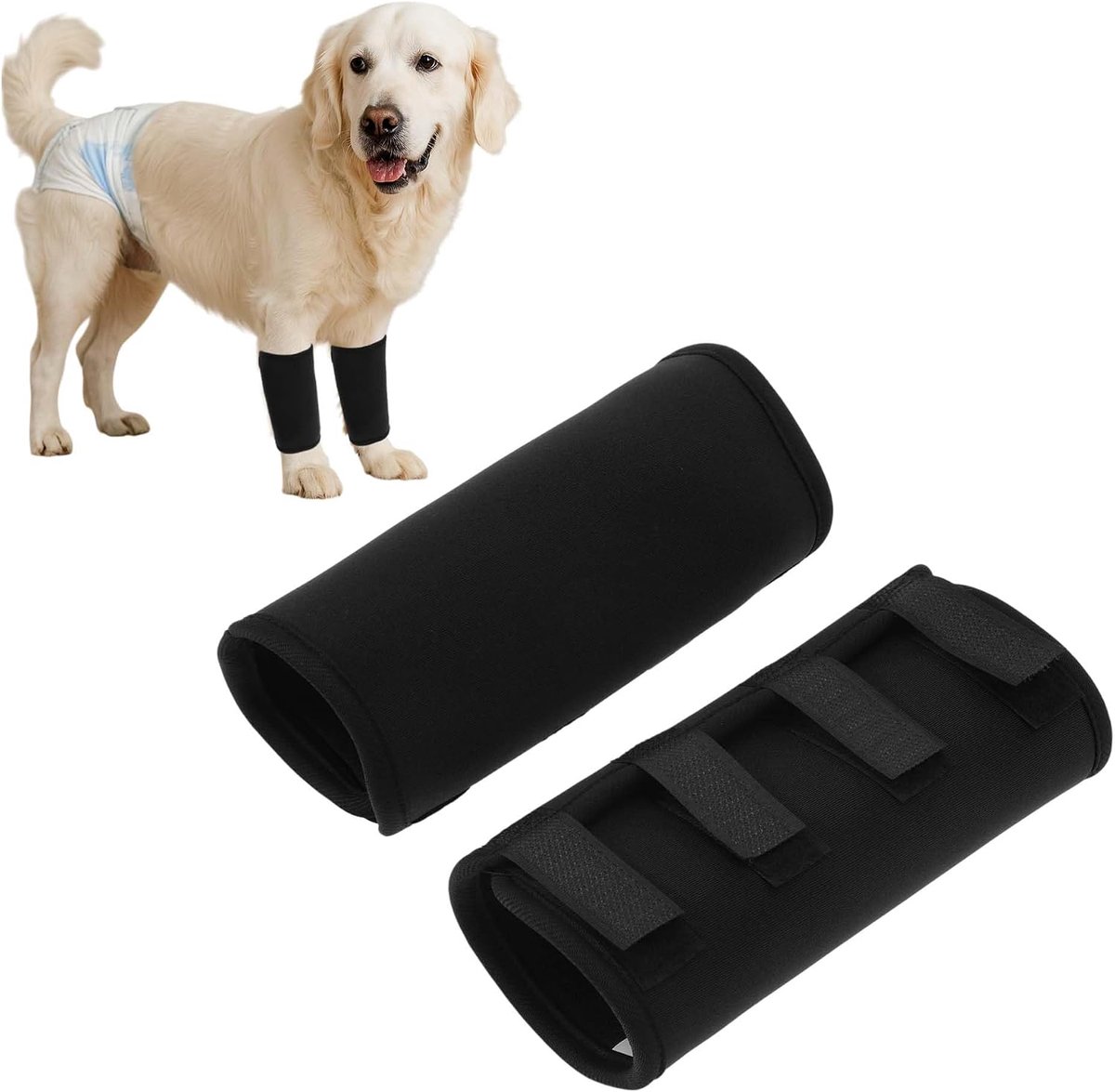 1 paar hond voorbeen gewrichtssteun hock wrap huls, hond voorbeen spalk kniebescherming dier operatie schade bandage wrap zwart groot 22 cm x 16,5 cm