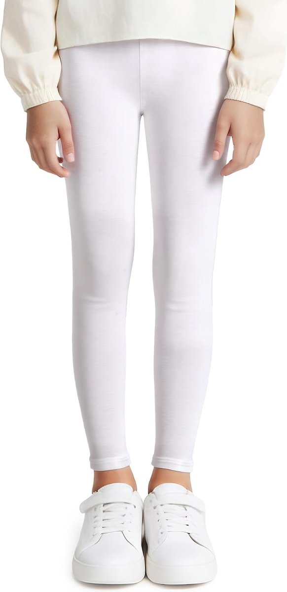 Leggings Meisjes Katoen Kinderen Lange Broeken Elastische Ademende Sportbroeken Eenkleurige Sportleggings Kinderbroeken Activewear Leggings voor School Dansen, maat 116-158