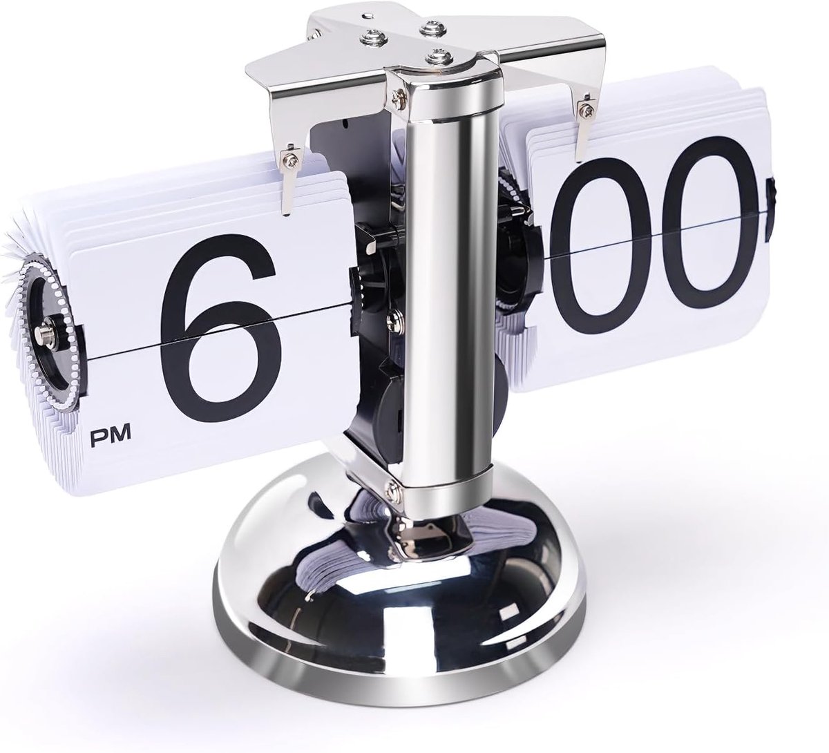 Vintage Retro Flip Horloge, Retro Flip Down Klok met grote cijfers, digitale tafelklok met batterij voor woonkamer, werkkamer en kantoordecoratie (wit)