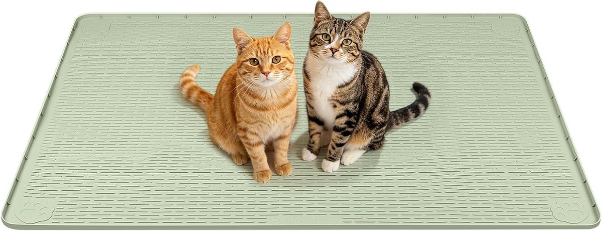 Kattenbedmat, slaapmat voor huisdieren, kratmat voor kattenkooien, kattenmat met verhoogde rand, wasbaar, waterdicht, lekvrij, beschermt vloeren (groen, 104 x 75 cm)