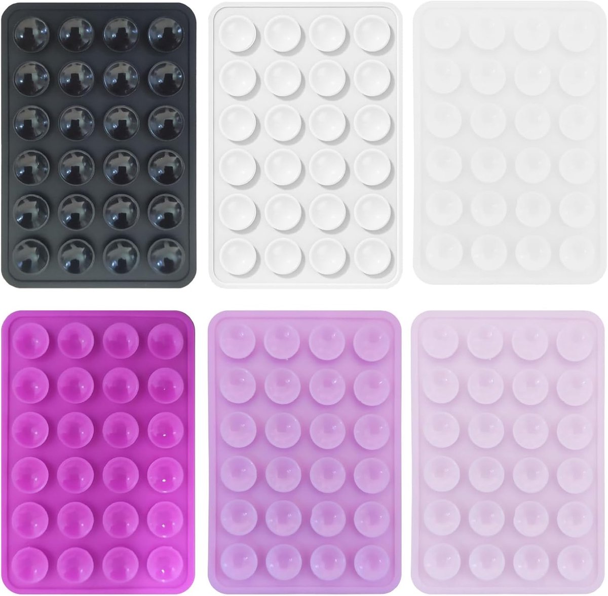 6 stuks siliconen zuignappen voor telefoon, antislip, zelfklevende telefoonhouder voor selfies, video's en vlogs, handsfree, voor spiegels, ramen en gladde oppervlakken