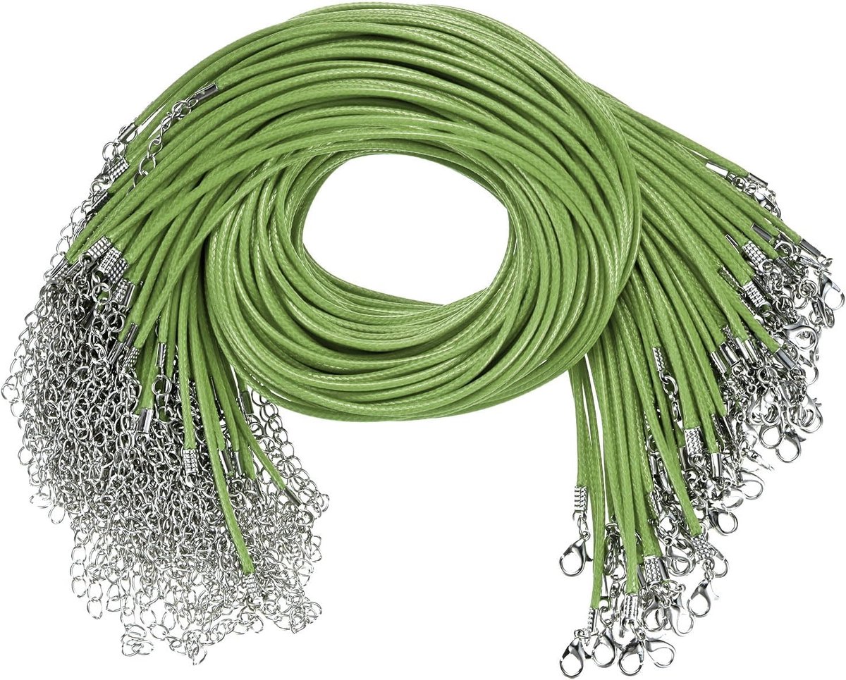 100 Pack 45,7 cm gewaxt kettingskoord, armbandkoord met kreeft gesp 2 mm bulk ketting touw touw voor hangers, armbanden, sieraden maken benodigdheden, doe-het-zelf kralen benodigdheden