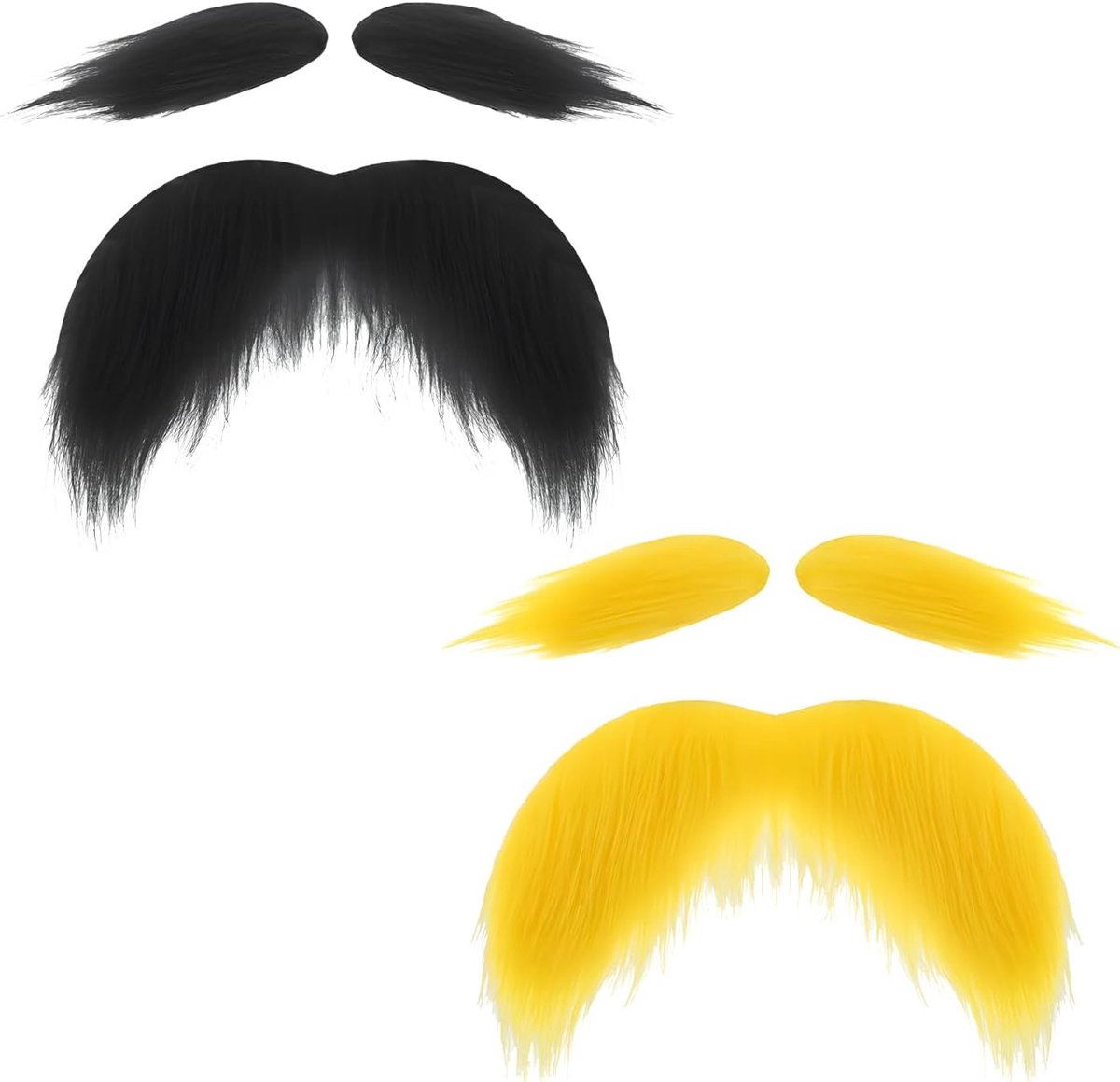 Set van 2 valse baard-wenkbrauwen, nepbaard om op te plakken, geel, kunstmatige nepmannen, baarden, echt haar om op te plakken, snauzer, bartset voor volwassenen, kostuum, cosplay, Halloween