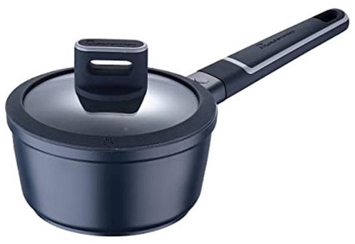 Antiaanbak Steelpan Ø 16 cm met Deksel en Soft Touch Grip - Gegoten Aluminium, Geschikt voor Alle Warmtebronnen