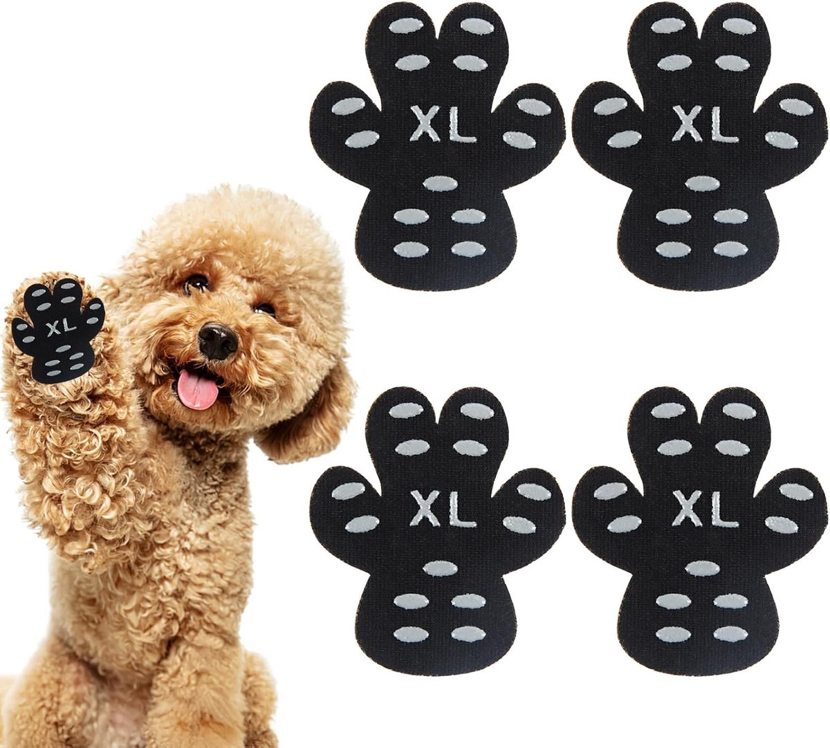 Hondenpootbeschermer, zelfklevend, 24 stuks hondenschoenen, antislipsokken voor honden, antislip tractie - pootverzorging en multifunctioneel (XL)