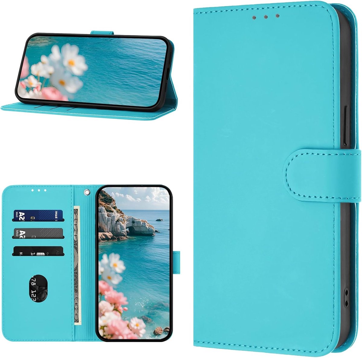 Hoesje voor iPhone SE 2020 / SE 2022/8 / 7, Bookcase Telefoonhoesje [Kaartsleuven] Beschermhoes Portemonnee, Flip Wallet Case Hoesje voor iPhone SE 2020 / SE 2022/8 / 7 (blauwgroen)